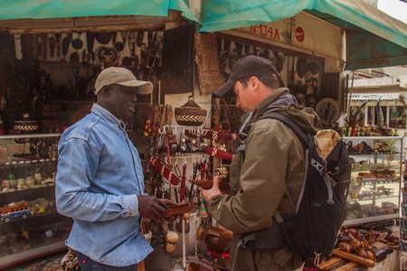 Buying handicrafts in Dakar Market - Overlanding