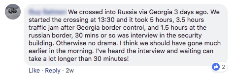 facebook comment - gerogia russia border overlanding asia