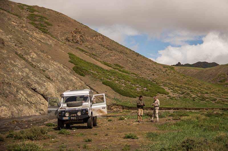 overlanders using drone